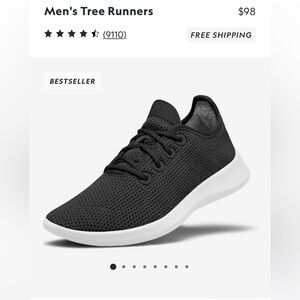 Allbirds Mens Tree Runners - Jet Black (white sole) M12